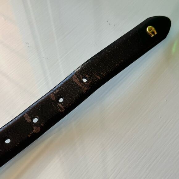 Etienne Aigner Black Leather Belt with Gold Buckle main image 6